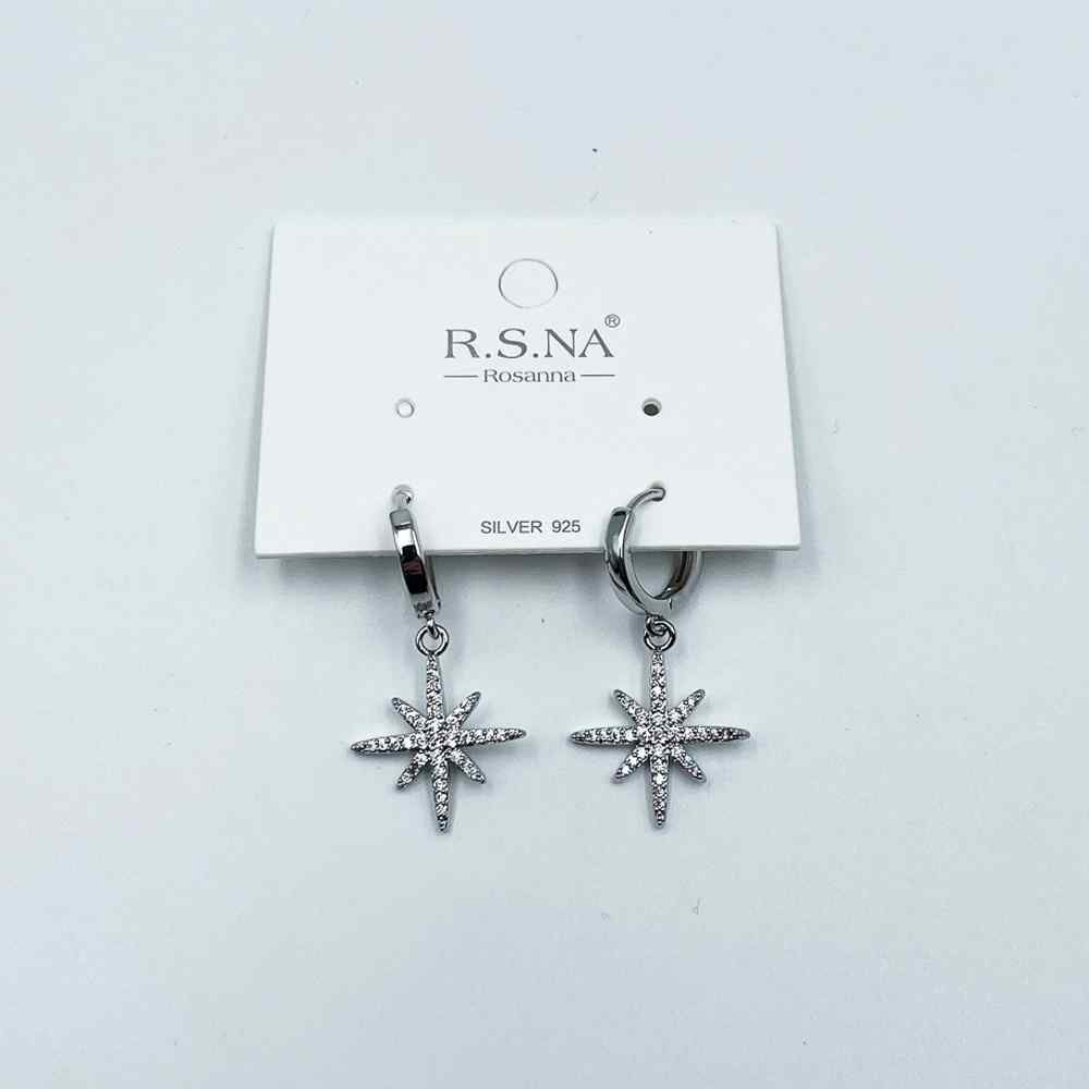 Rosanna Earrings Drop Star Burst Silver