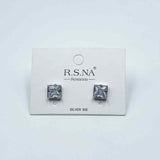 Rosanna Earrings Square Classic Diamante Stud Silver