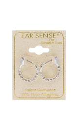 EarSense Hoop with Crystals Silver 12mm