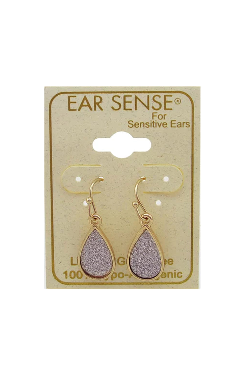 EarSense Glitter Teardrop French Hook Gold