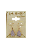 EarSense Glitter Teardrop French Hook Gold