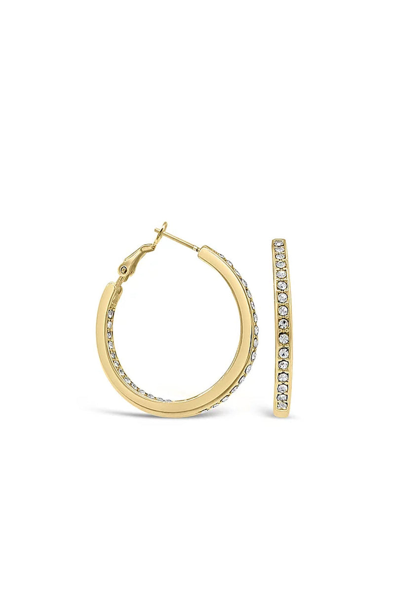 EarSense Hoop with Inset Crystals Gold 32mm