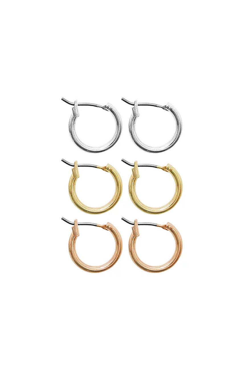 EarSense Trio Hoops Silver, Gold & Rose Gold