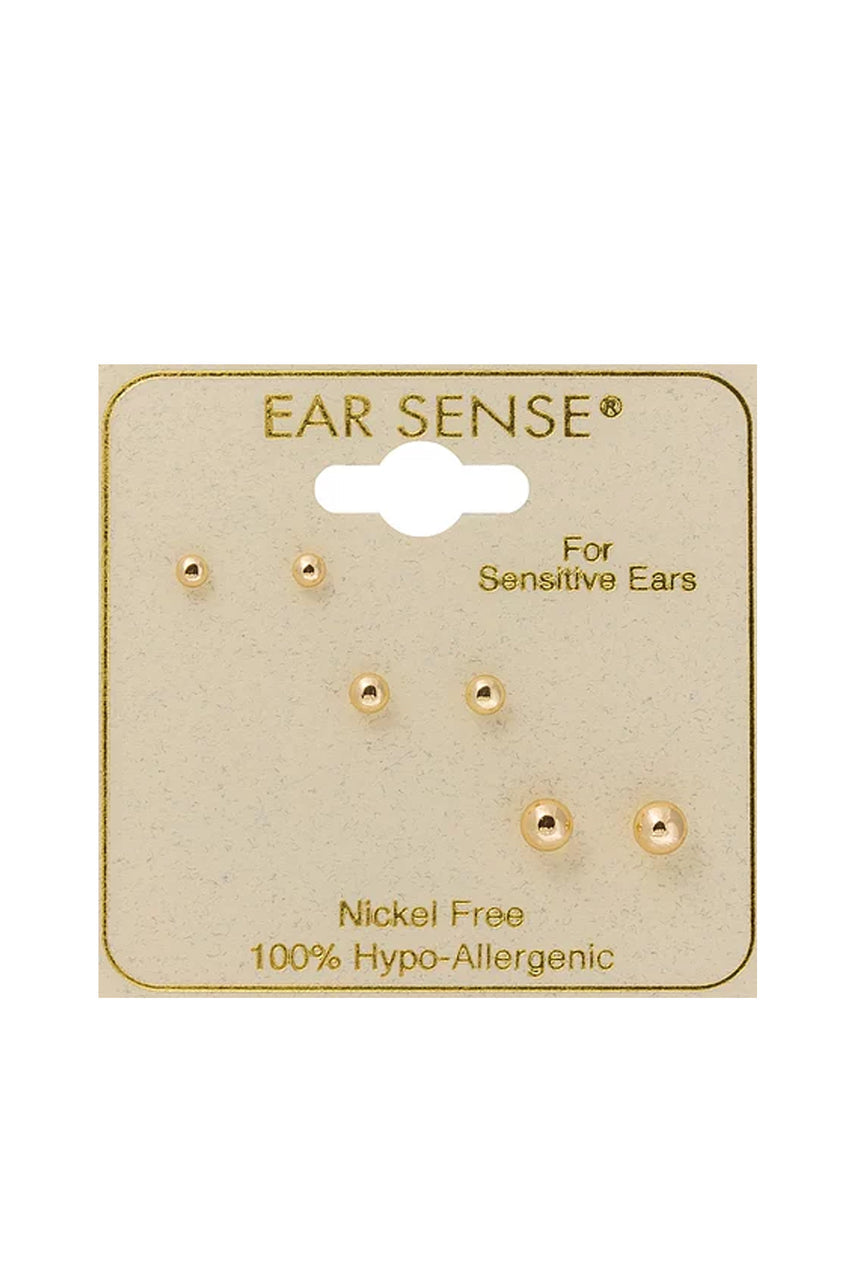 EarSense Trio Ball Studs Gold