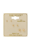 EarSense Trio Ball Studs Gold