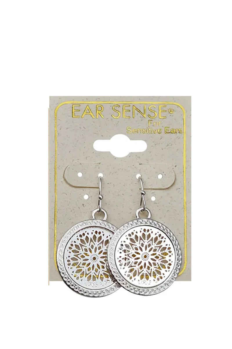 EarSense Lace Circle Drop Silver 1pr