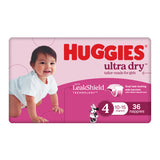 Huggies Ultra Dry Nappies Girl Size 4 (10-15kg) 36 Pack