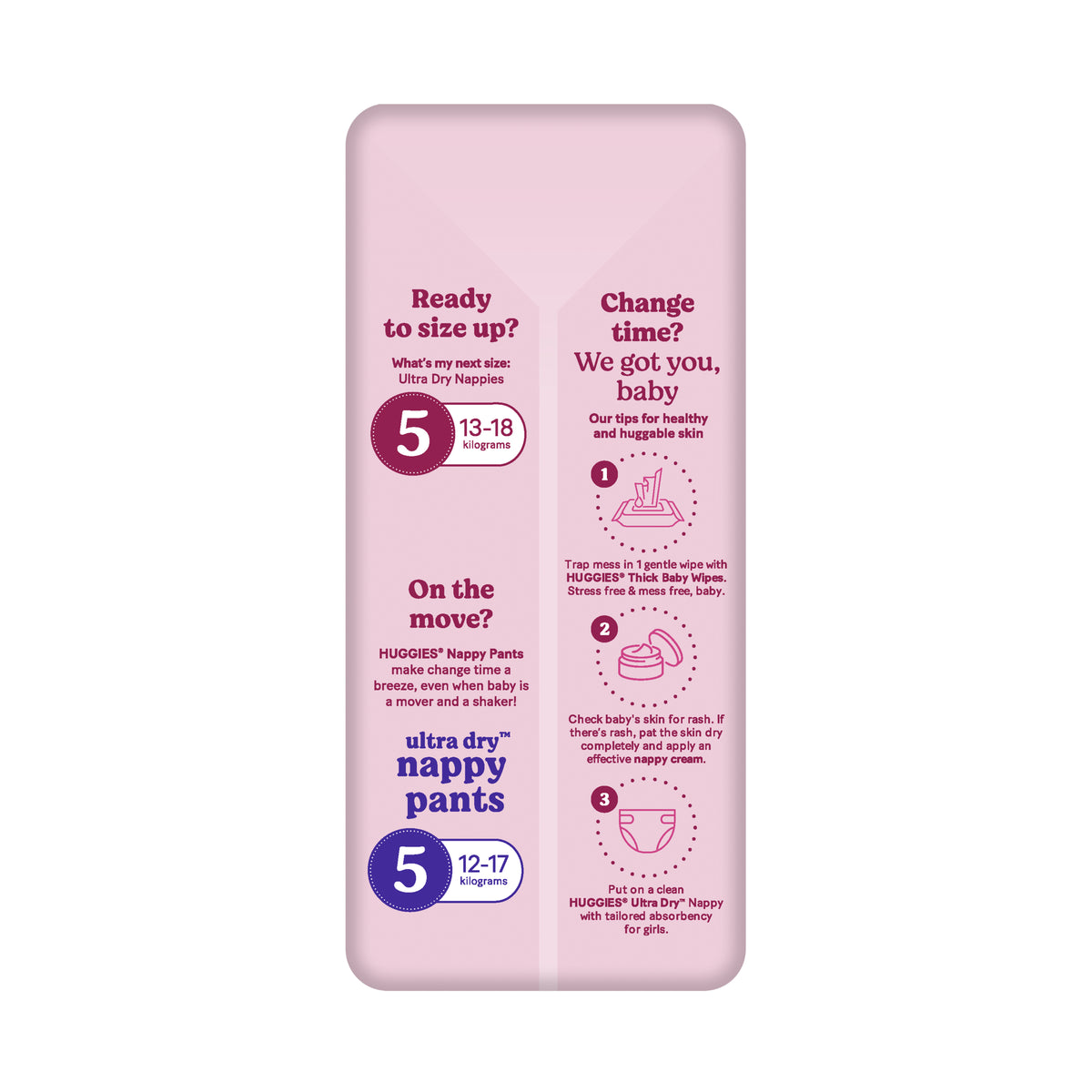 Huggies Ultra Dry Nappies Girls Size 4 (10-15kg) 18 Pack