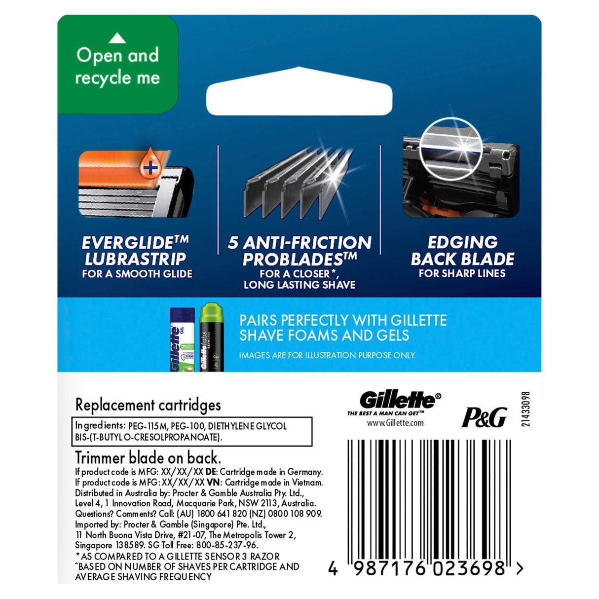 GILLETTE ProGlide Manual Cart. 4pk