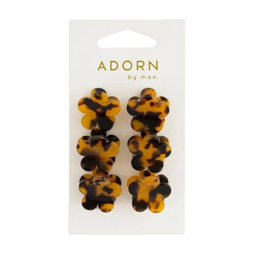 Adorn by Mae Claw Grip Mini Flower Tortoiseshell 6pk