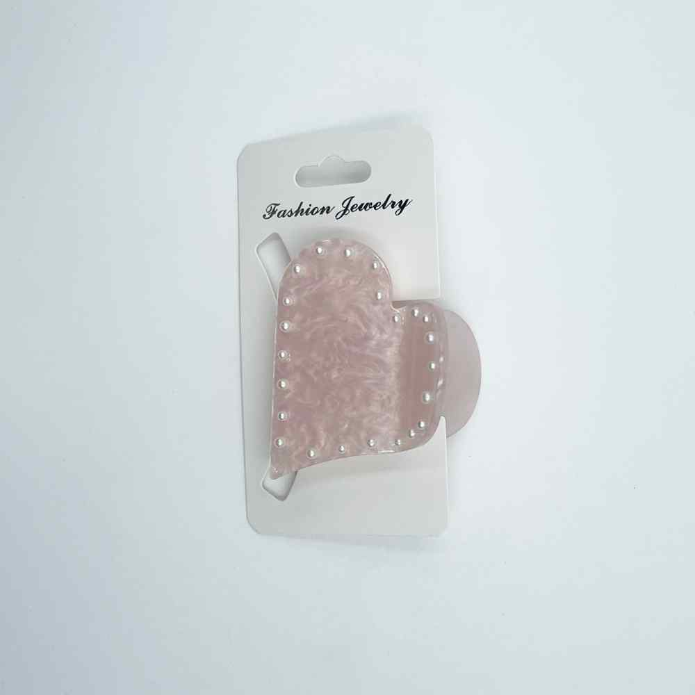 Pink Heart with Pearls Hair Clip