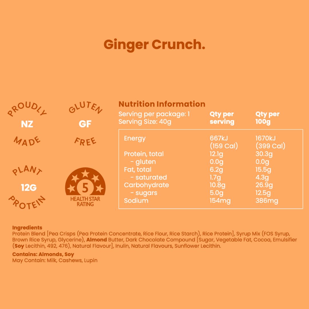 Nothing Naughty Plant Protein Bar 40g - Ginger Crunch