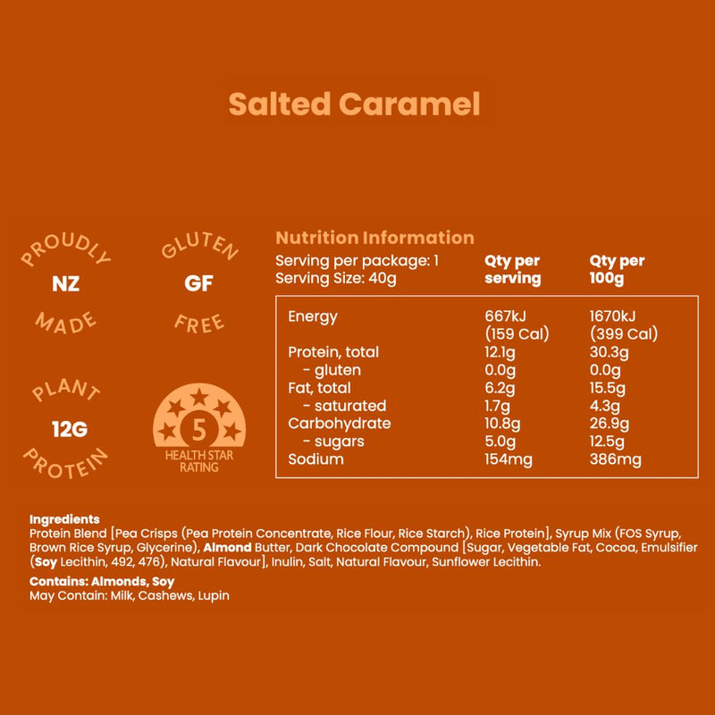 Nothing Naughty Plant Protein Bar 40g - Salted Caramel