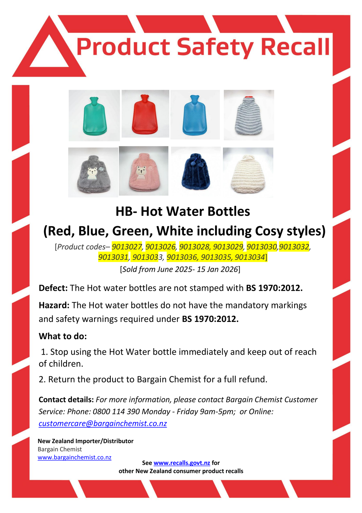 Recall notice for Product Recall Notice, , batch 9013027, recalled 27 January 2026