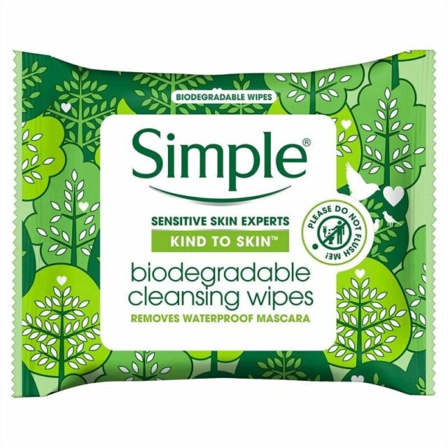 SIMPLE Biodegradable Cleansing Facial Wipes 20pk