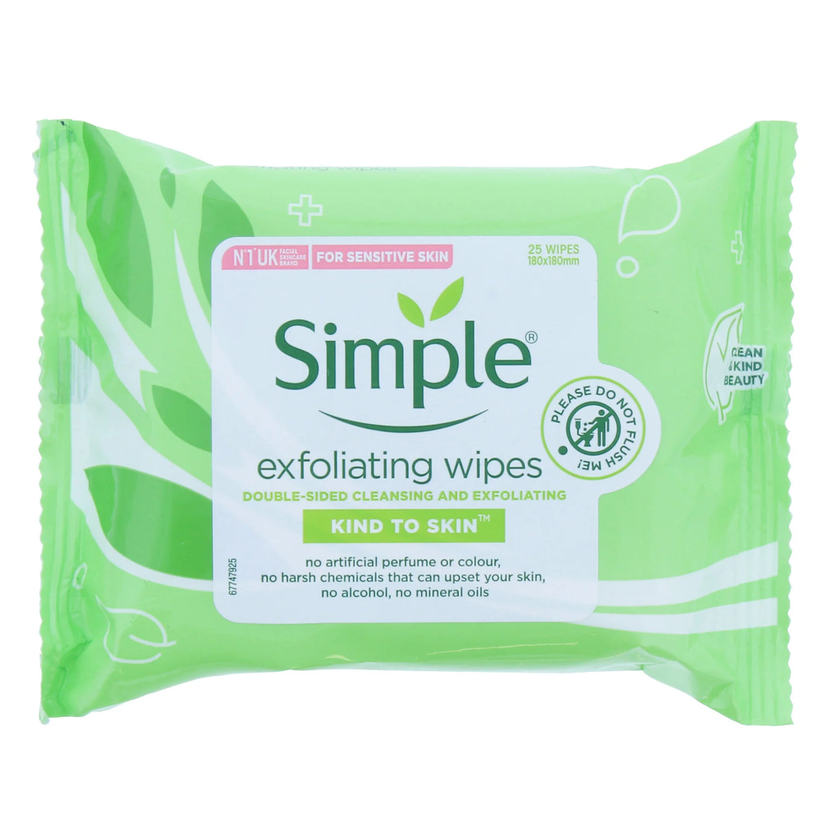 Simple Revitalise Exfoliating Wipes 25s