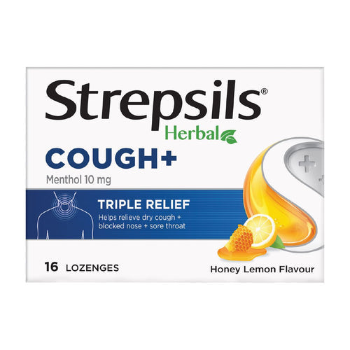 Strepsils Lozenges Herbal Cough Honey Lemon 16s