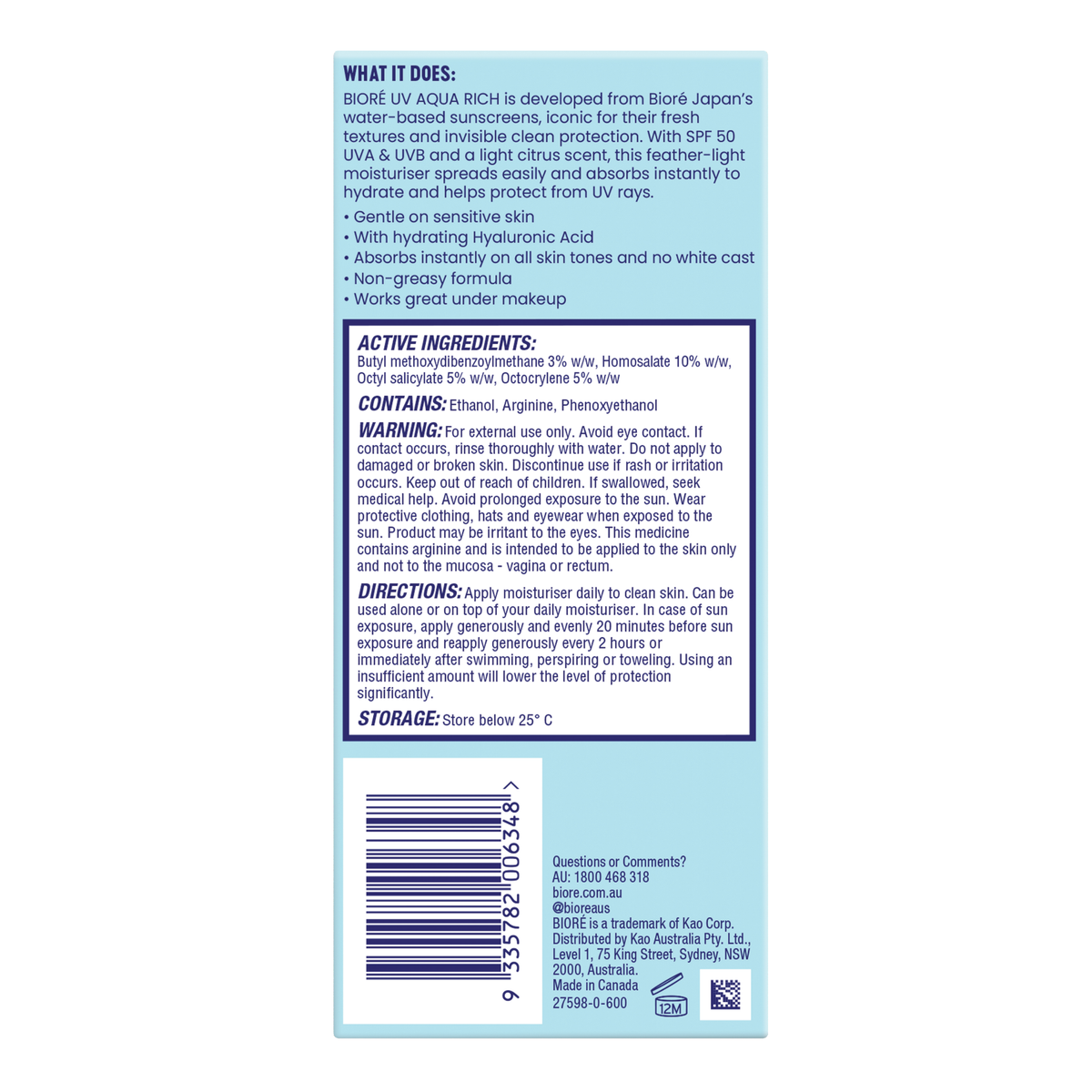 BIORE UV AQUA RICH Moisturizer SPF50 50ML