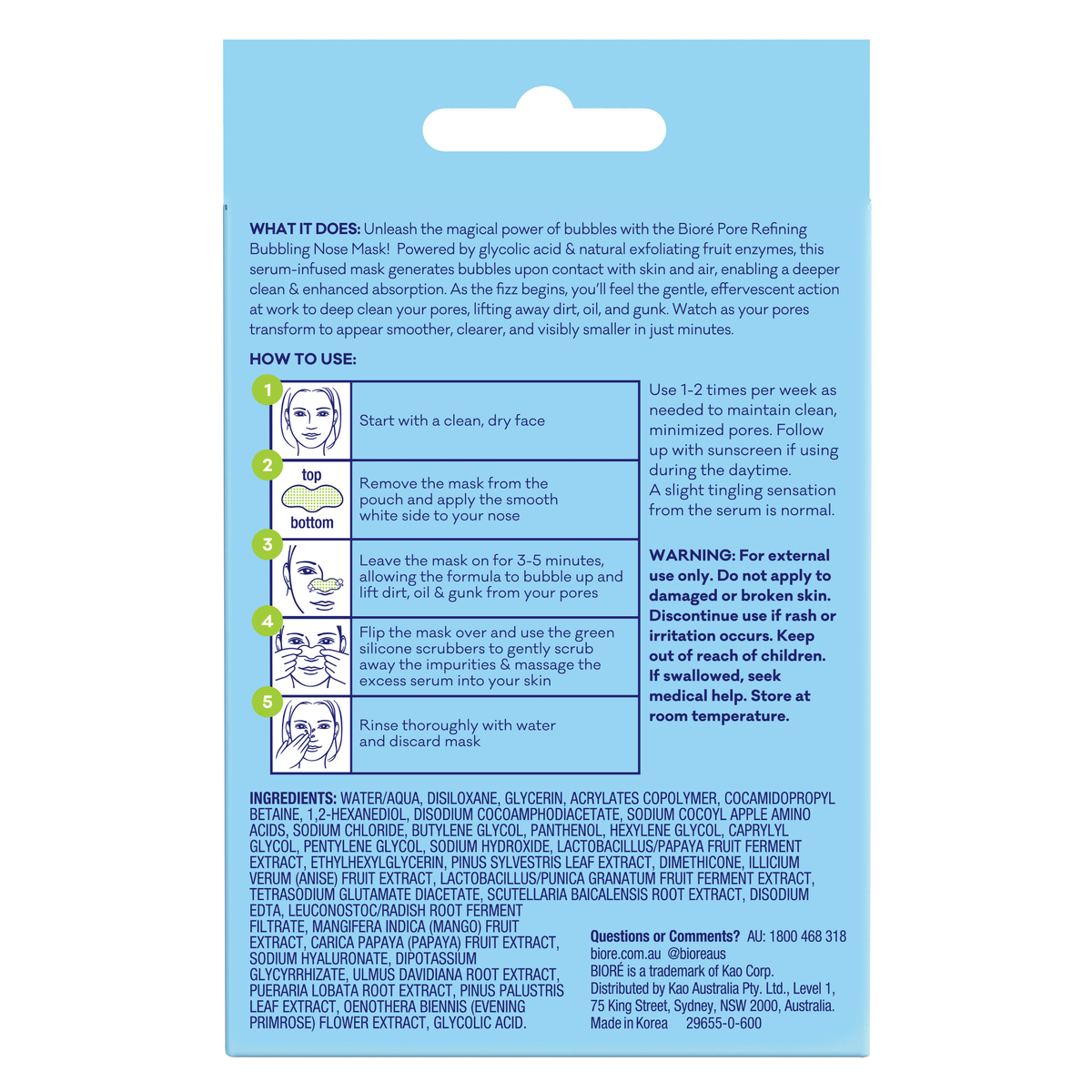 BIORE PORE REFINING BUBBLING Nose Mask 4 PK