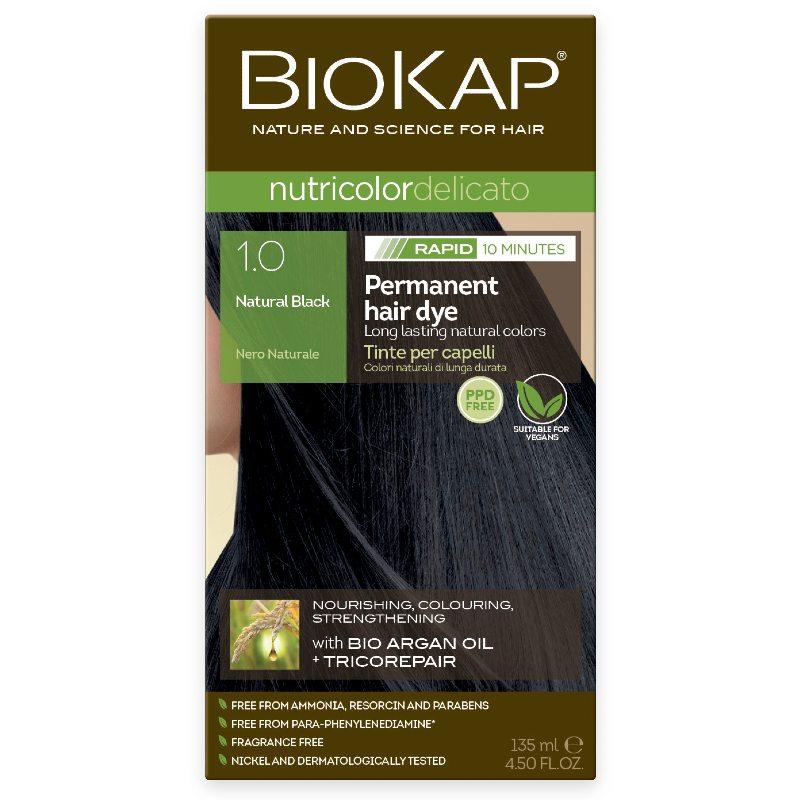 Biokap Delicato Rapid Natural Permanent Hair Colour 1.0 Natural Black Gentle 135ml