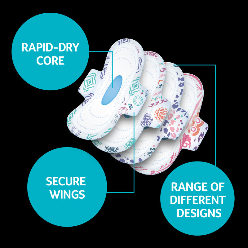 U by Kotex Regular Designer Series Ultrathins With Wings 12 Pack
