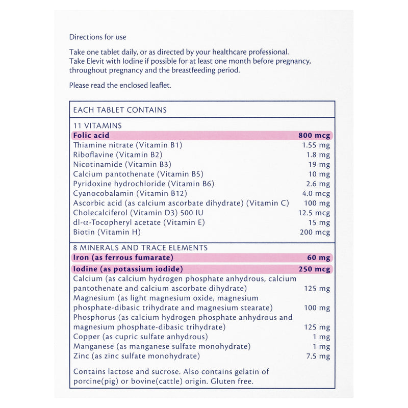 Elevit With Iodine Pregnancy Supplement 100 Tablets