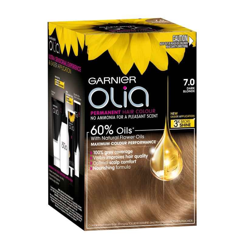 Garnier Olia Permanent Hair Colour - 7.0 Dark Blonde (Ammonia Free, Oil Based)
