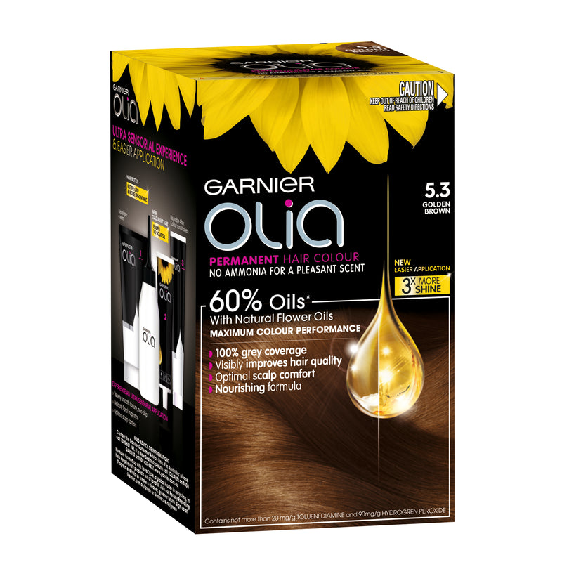 Garnier Olia Permanent Hair Colour - 5.3 Golden Brown (Ammonia Free, Oil Based)