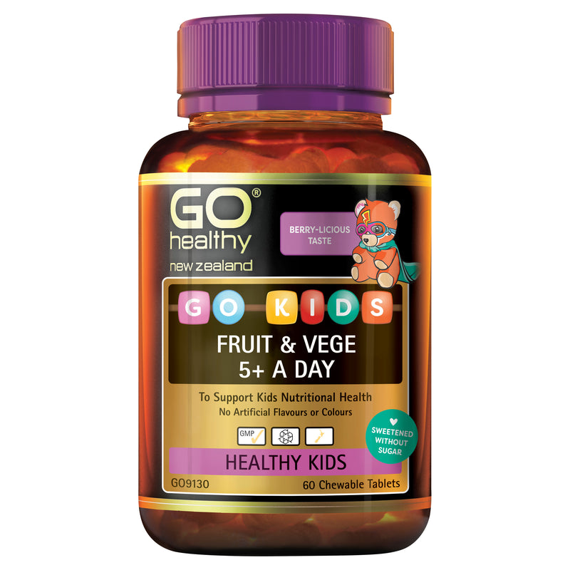 GO Healthy Kids Fruit & Vege 5+ A day Chewables 60 Tablets
