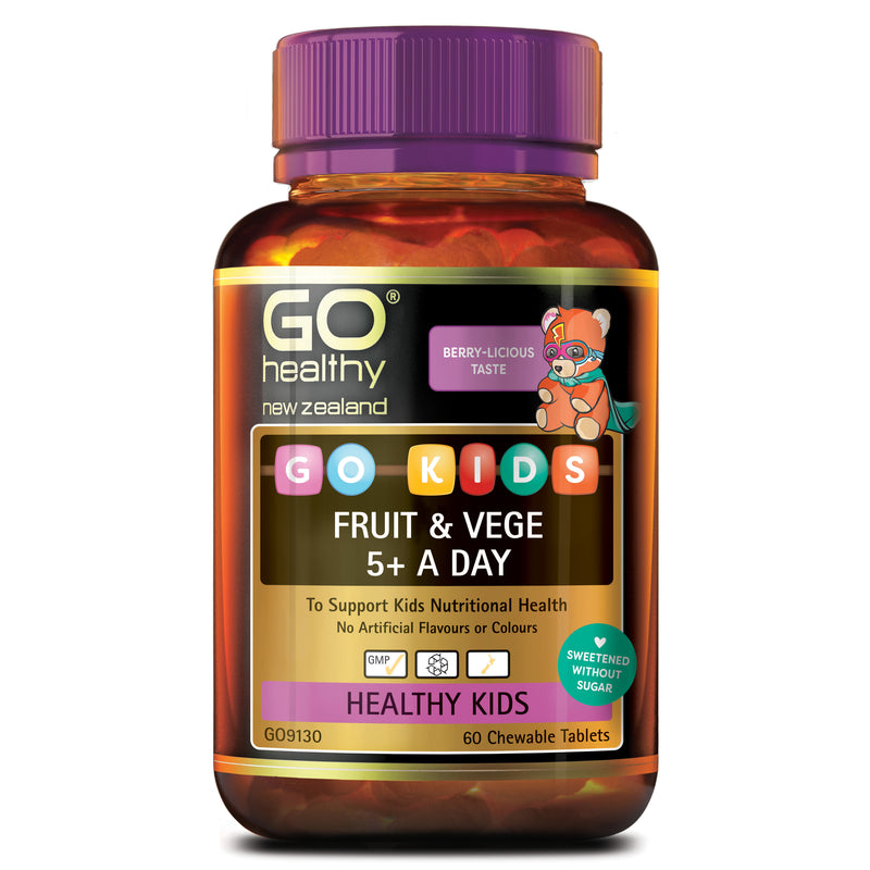 GO Healthy Kids Fruit & Vege 5+ A day Chewables 60 Tablets