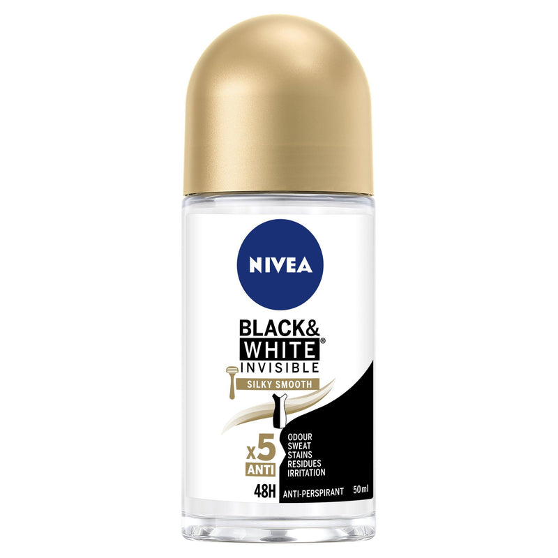 NIVEA Invisible Black & White Silky Smooth Roll-on 50mL NZ - Bargain Chemist