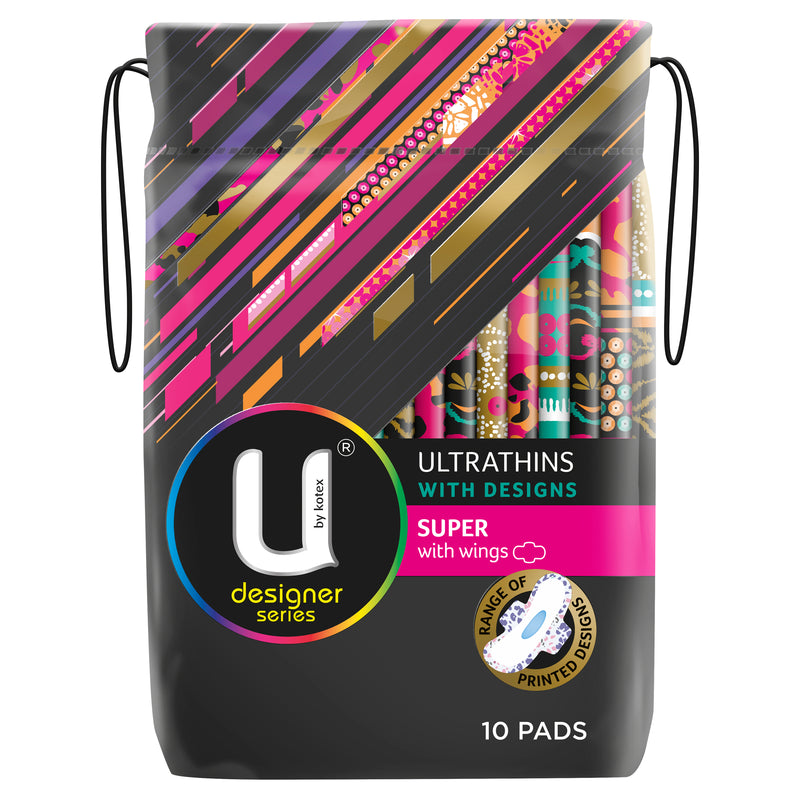 U by Kotex Super Designer Series Ultrathins With Wings 10 Pack