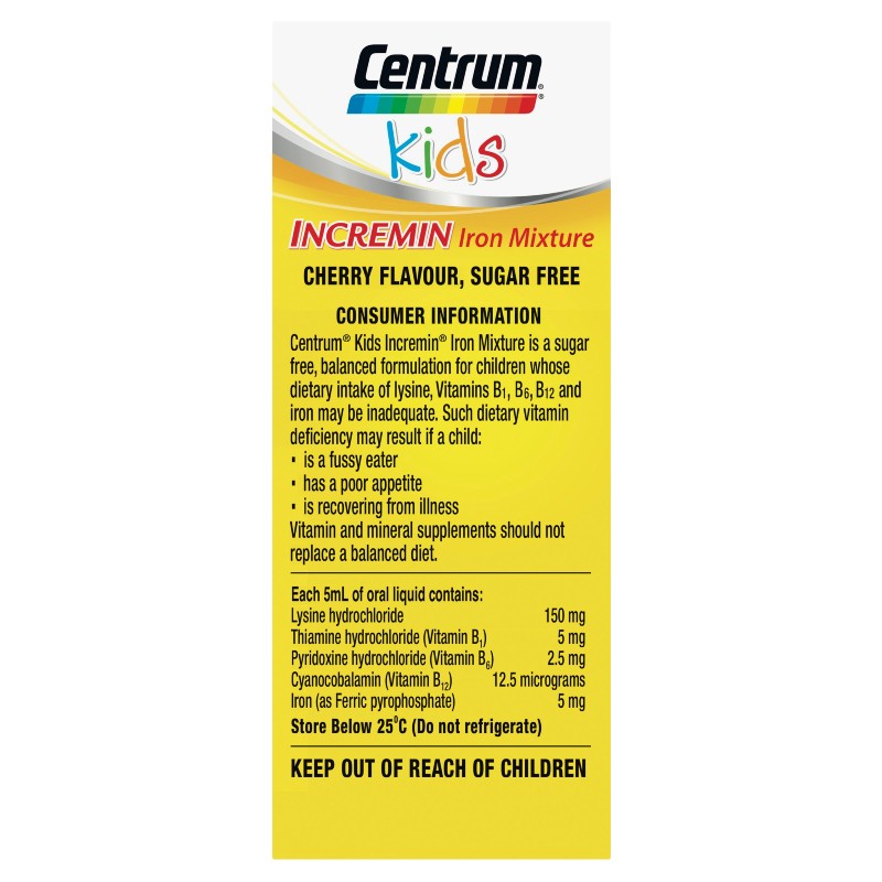 Centrum Kids Incremin Iron Mixture Oral Liquid Cherry 200ml