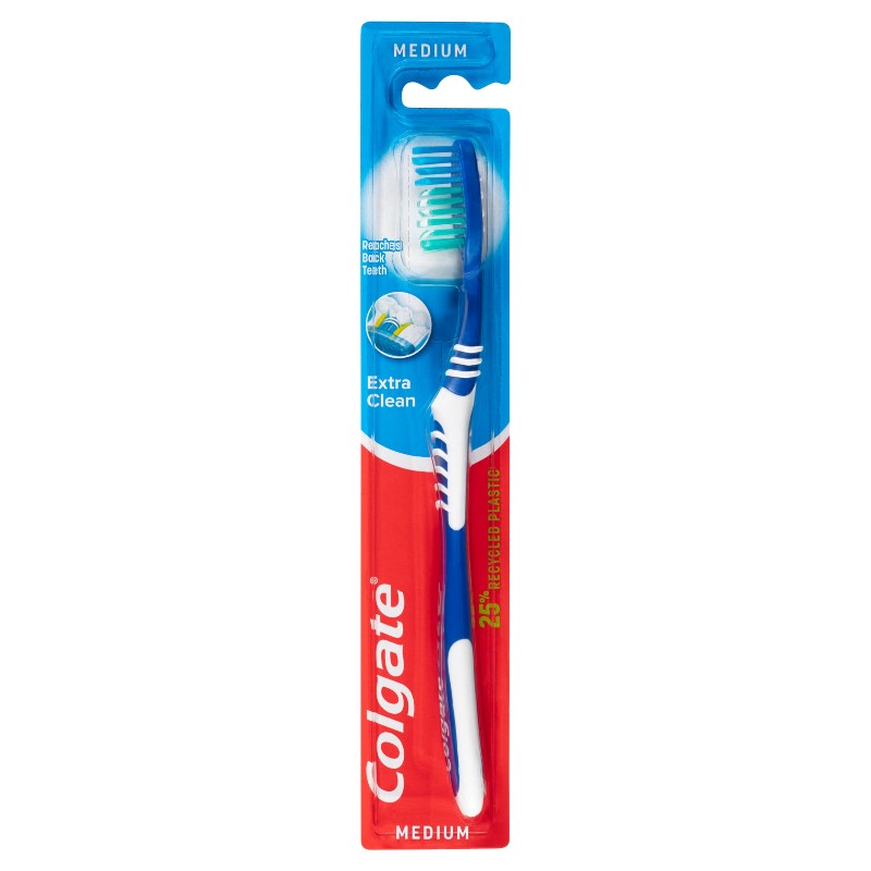 Colgate Extra Clean 25% Recycled Plastic Medium Toothbrush