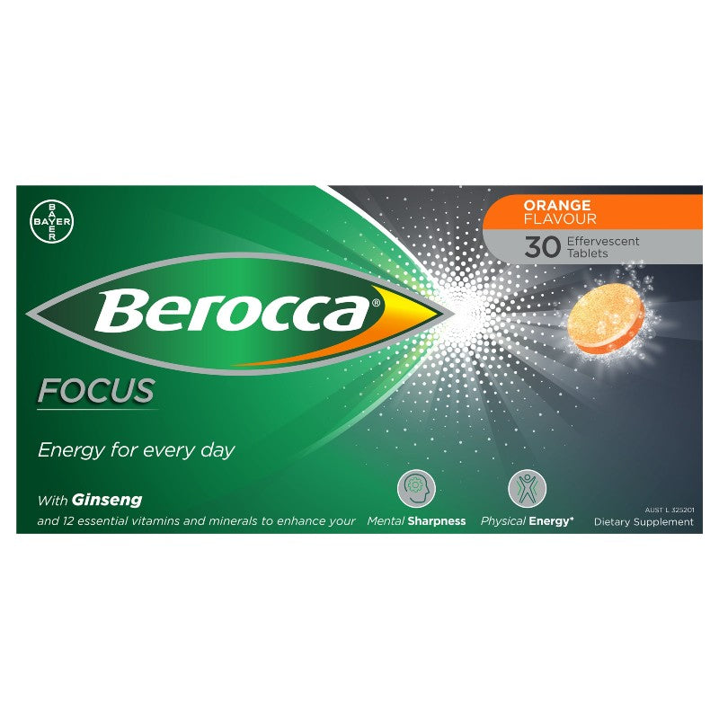 Berocca 50+ Energy Vitamin With Natural Ginseng Effervescent Tablets 30 Pack