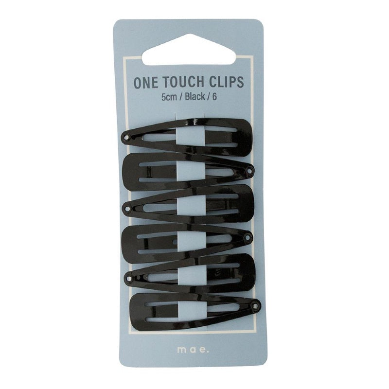 Mae. One Touch Clips 5cm Black 6 Pack