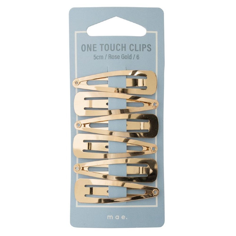 Mae. One Touch Clips 5cm Rose Gold 6 Pack