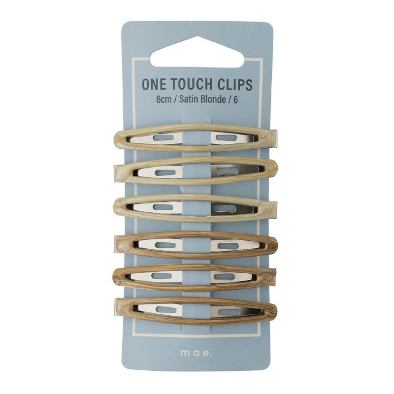 Mae. One Touch Clips 6cm Satin Blonde 6 Pack