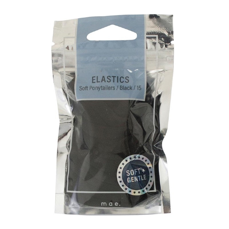 Mae. Elastics Soft Ponytailers Black 15 Pack