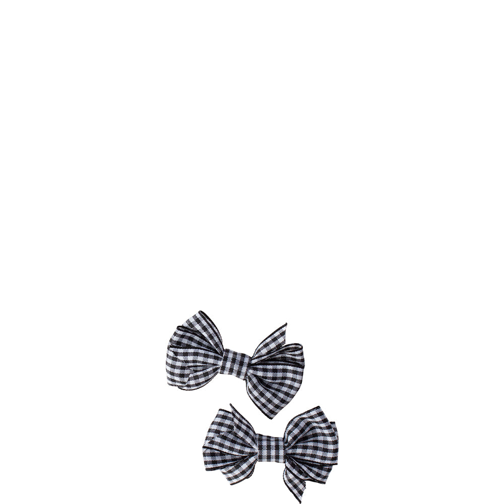 Mini By Mae Alligator Clips Gingham Black 2pk
