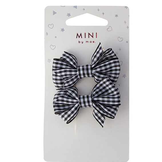 Mini By Mae Alligator Clips Gingham Black 2pk