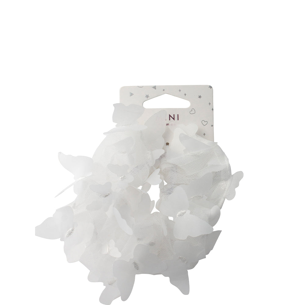 Mini By Mae Elastic Scrunchie Butterfly White