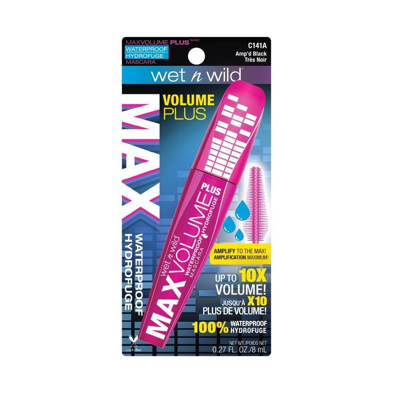 Wet n Wild Max Volume Plus Waterproof Mascara Amp'd Black NZ - Bargain Chemist