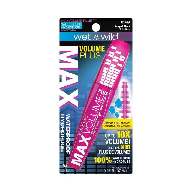 Wet n Wild Max Volume Plus Waterproof Mascara Amp'd Black NZ - Bargain Chemist