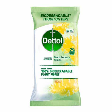 Dettol Biodegradable Multi-Purpose Cleaning Wipes Lemon 40's - Expires August