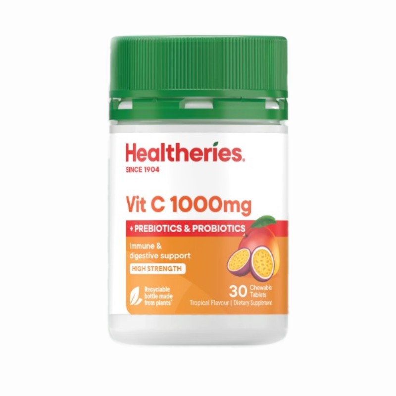 Healtheries Vitamin C 1000mg + Pre/Probiotics Chewables 30 Tablets
