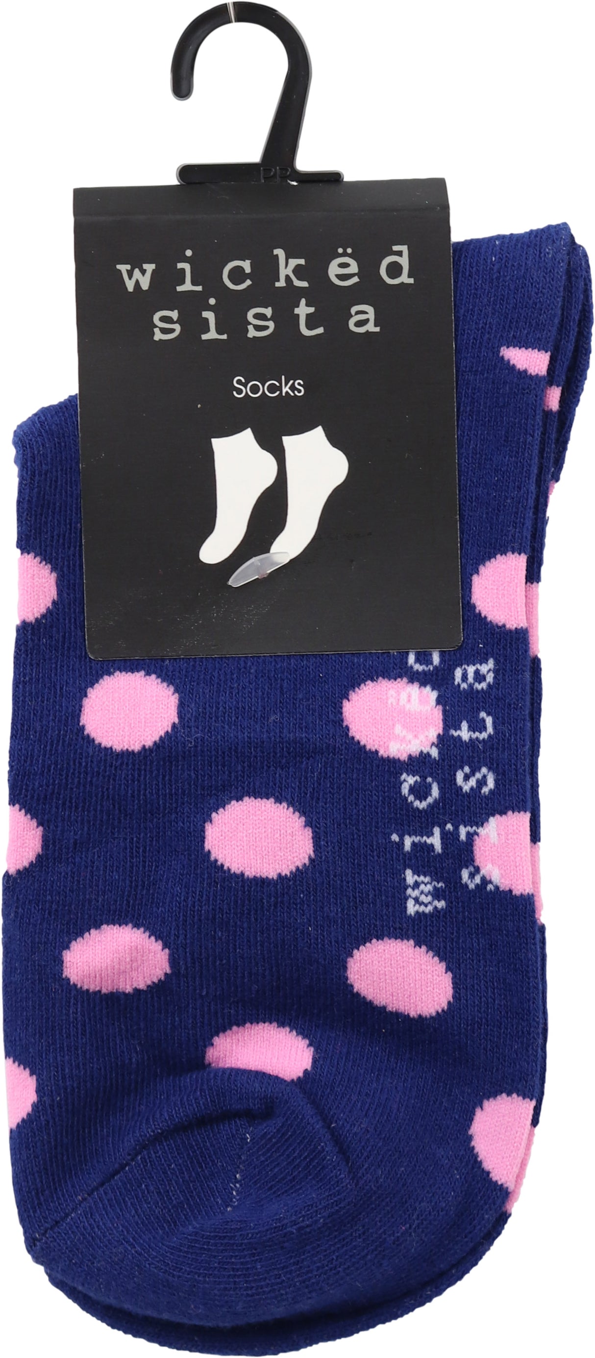 W/SIS Ankle Socks Navy Pink Spot