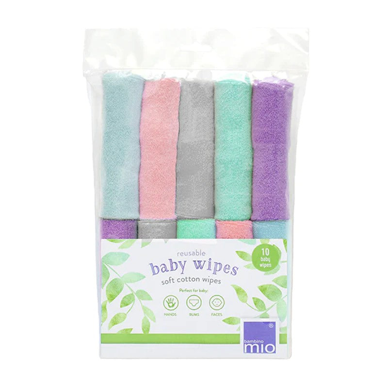 Bambino Mio Reusable Cloth Baby Wipes Cloud 10 Pack