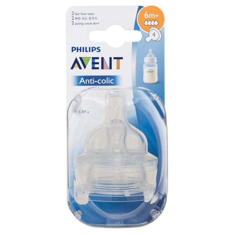 Philips Avent Anti-Colic Fast Flow Teats 2 Pack 6m+