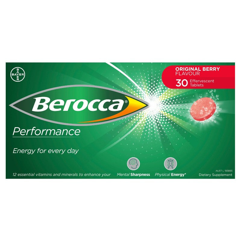 Berocca Energy Vitamin Original Berry Effervescent Tablets 30 Pack